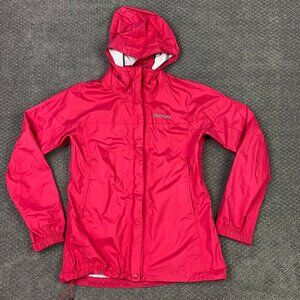 Marmot Jacket Women's Small Pink PreCip Eco Rain Waterproof Hooded Hiking Nylon